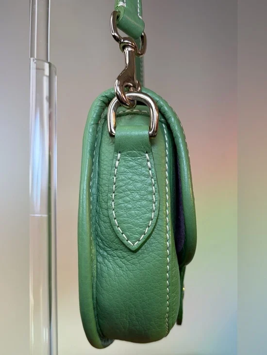 Dooney & Bourke Sullen II Mini Flap Green Pebble Leather Crossbody Purse - Picture 12 of 15